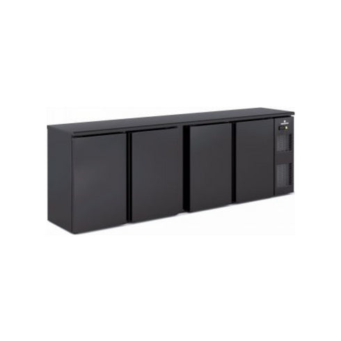 Arrière bar noir 4 portes pleines battantes +2/+8°C - 2545x530x850mm